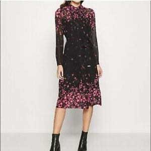 TED BAKER SEFFIE FLORAL CHIFFON MIDI DRESS SZ US 6 OR TED SZ 2 (W/SLIP)